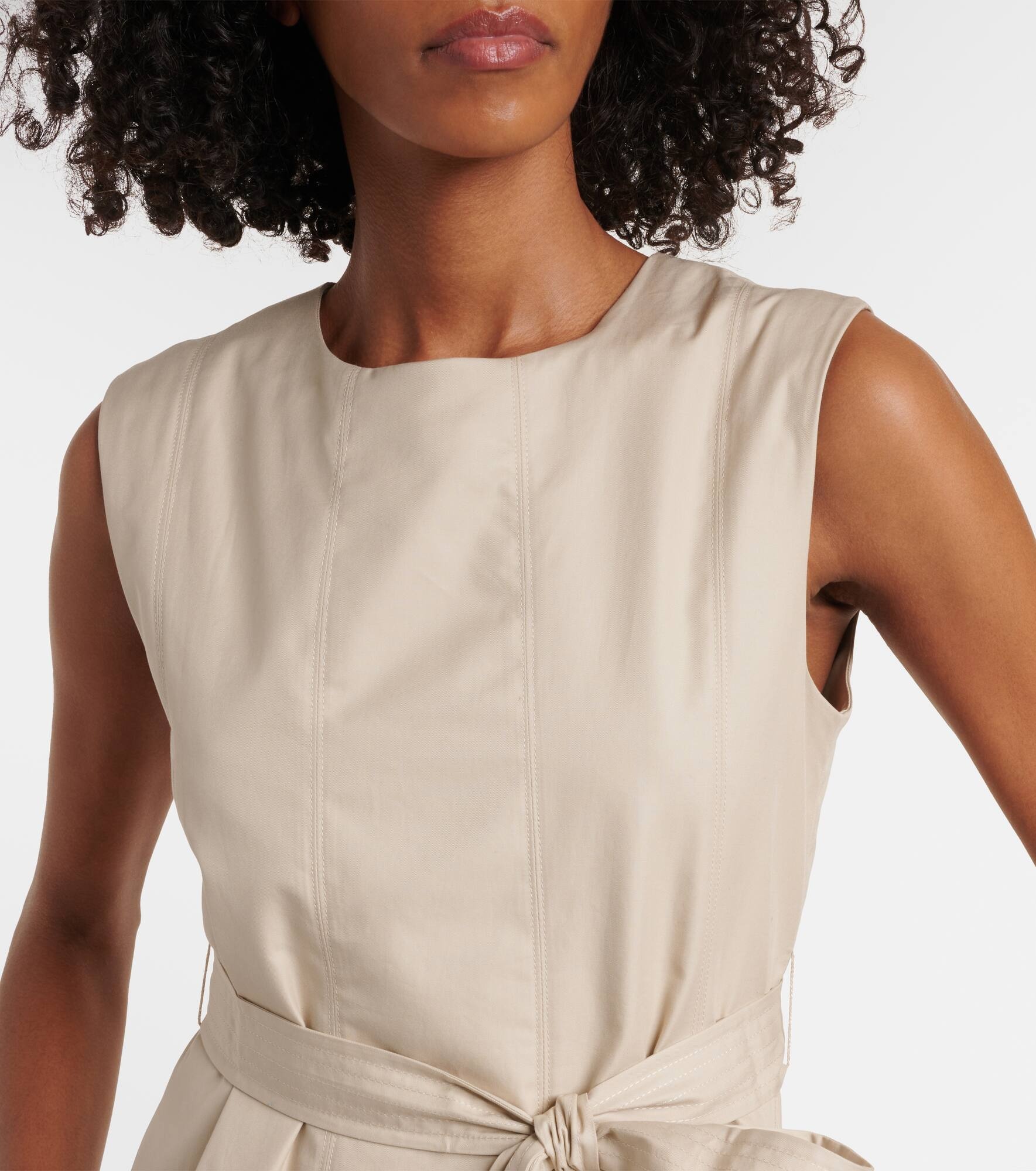 Amina pleated cotton midi dress - 4