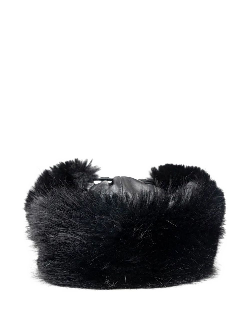 leather faux fur-trimmed hat - 2