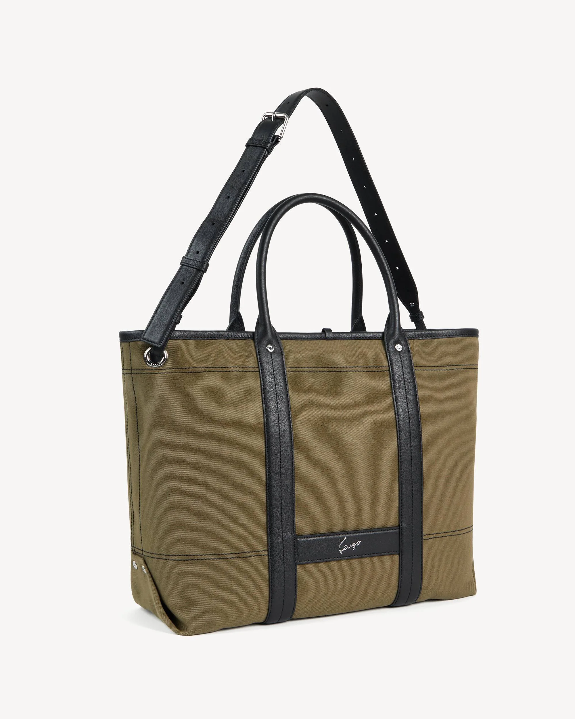 'KENZO Utility' reversible large tote bag in canvas and leather - 1