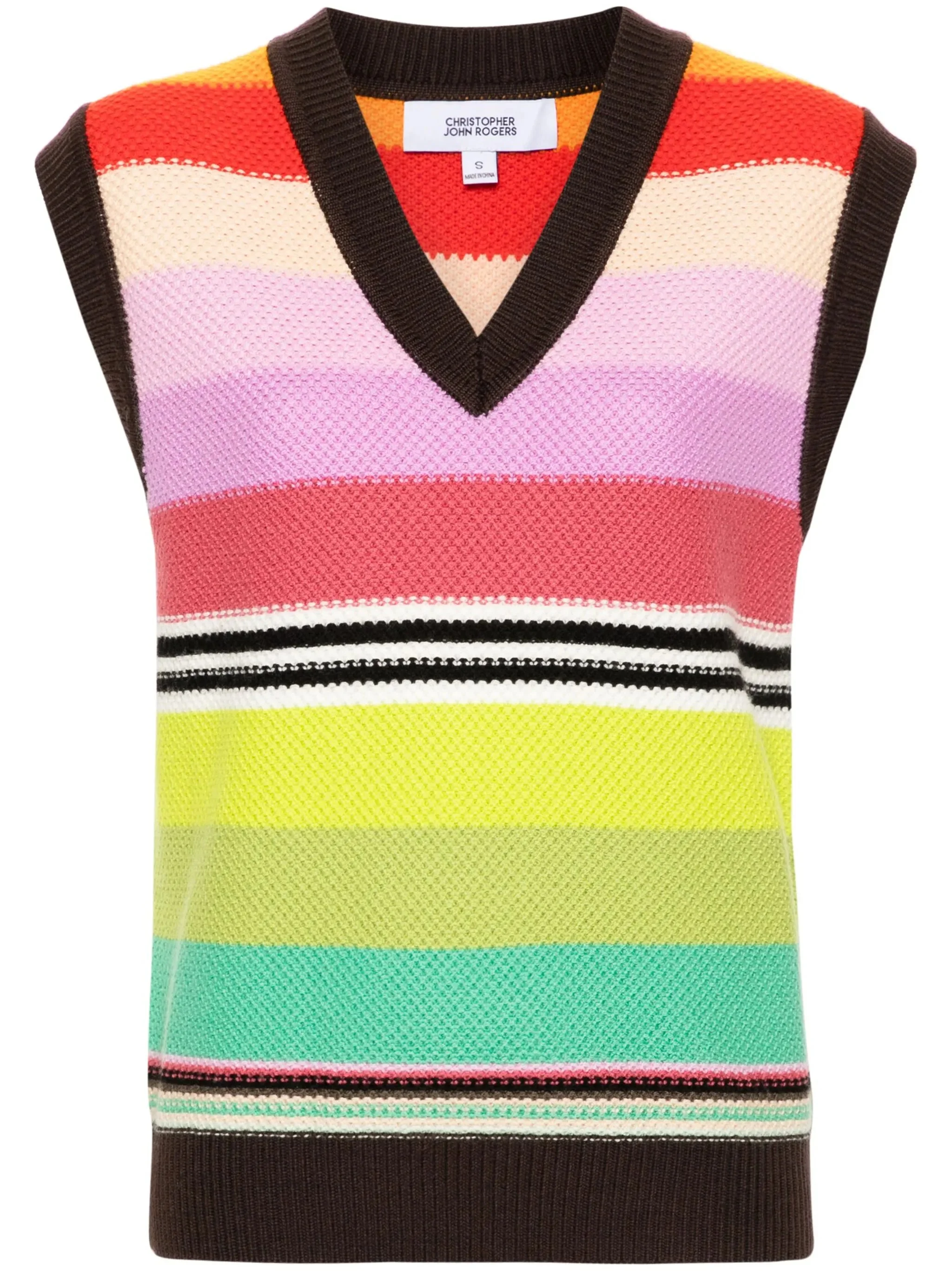 striped honeycomb-knit vest - 1