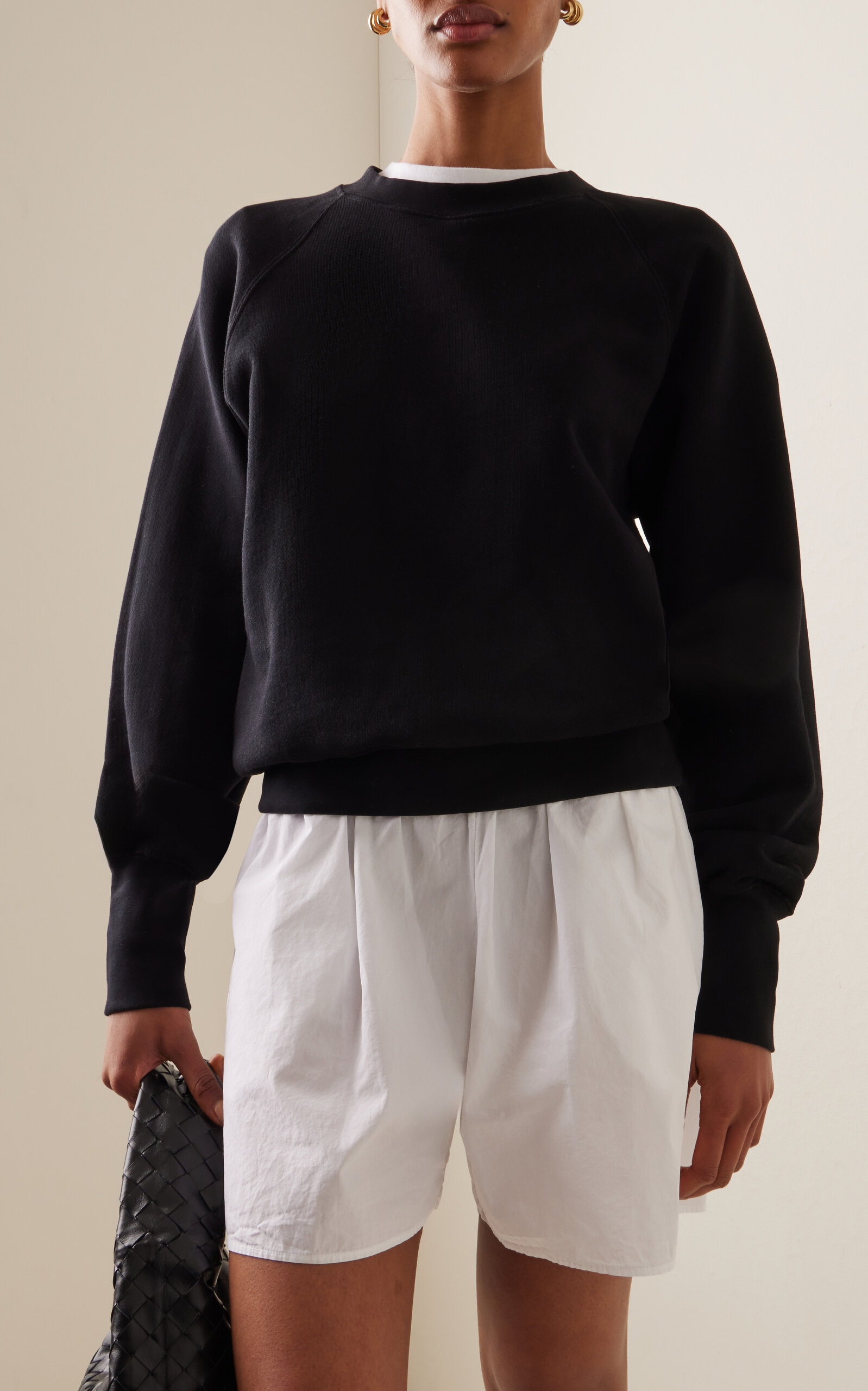 Linda Classic Raglan-Sleeve Cotton Sweatshirt black - 3