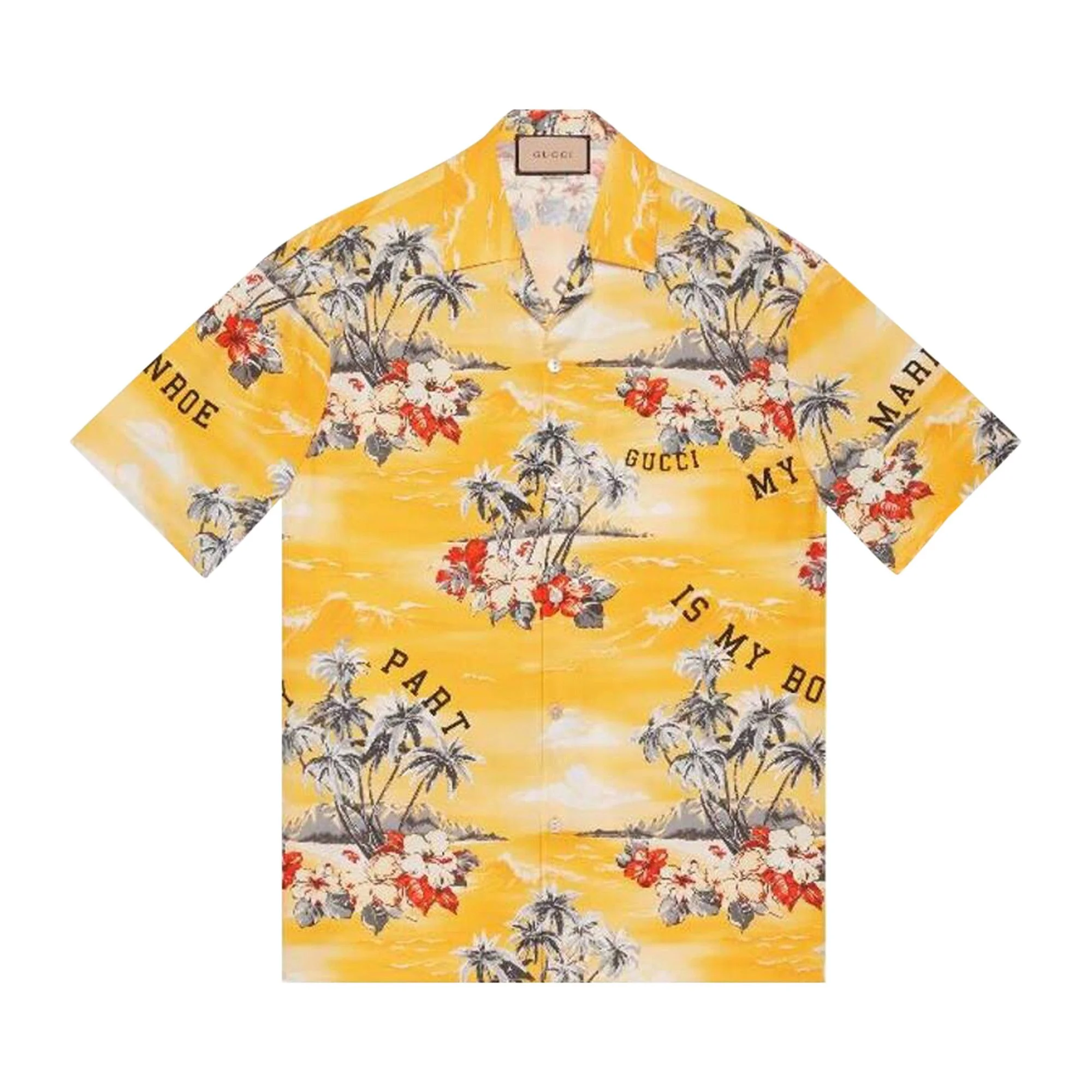 Gucci Printed Bowling Shirt 'Yellow/Red' - 1