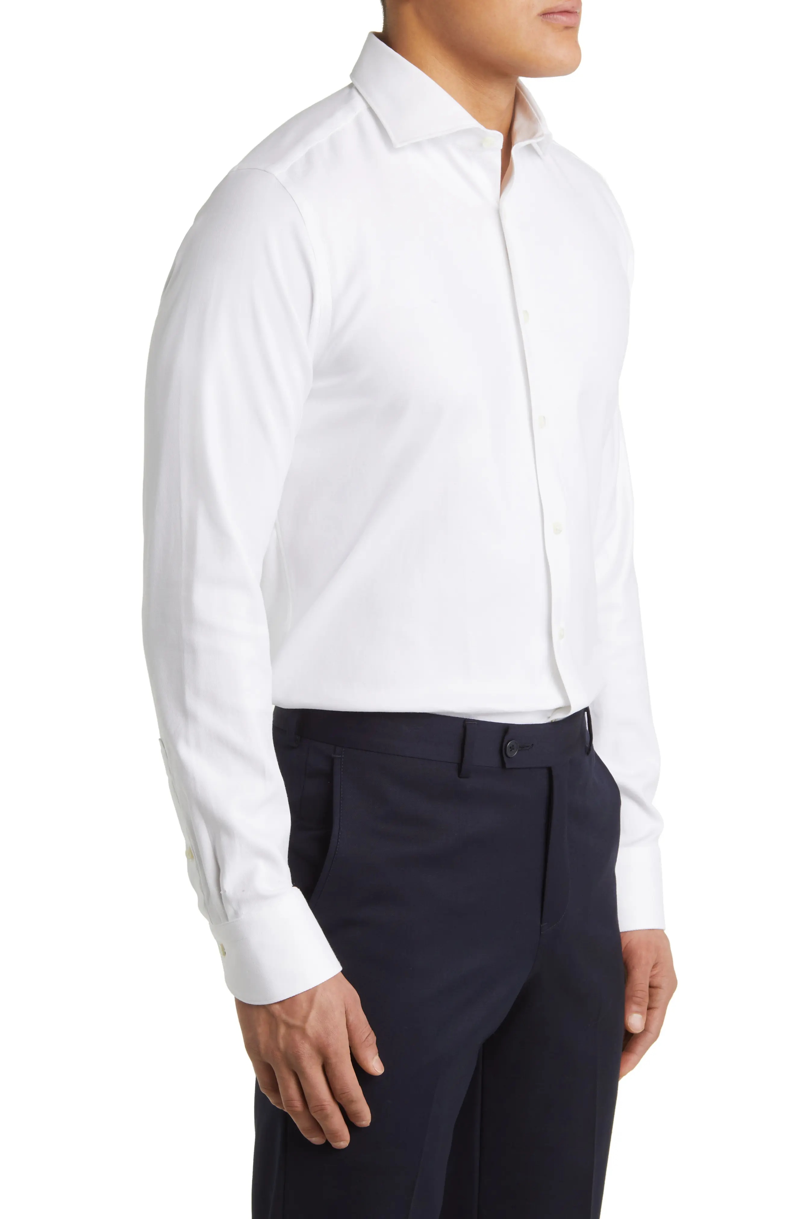 Impeccable Textured Stretch Cotton Dress Shirt - 4