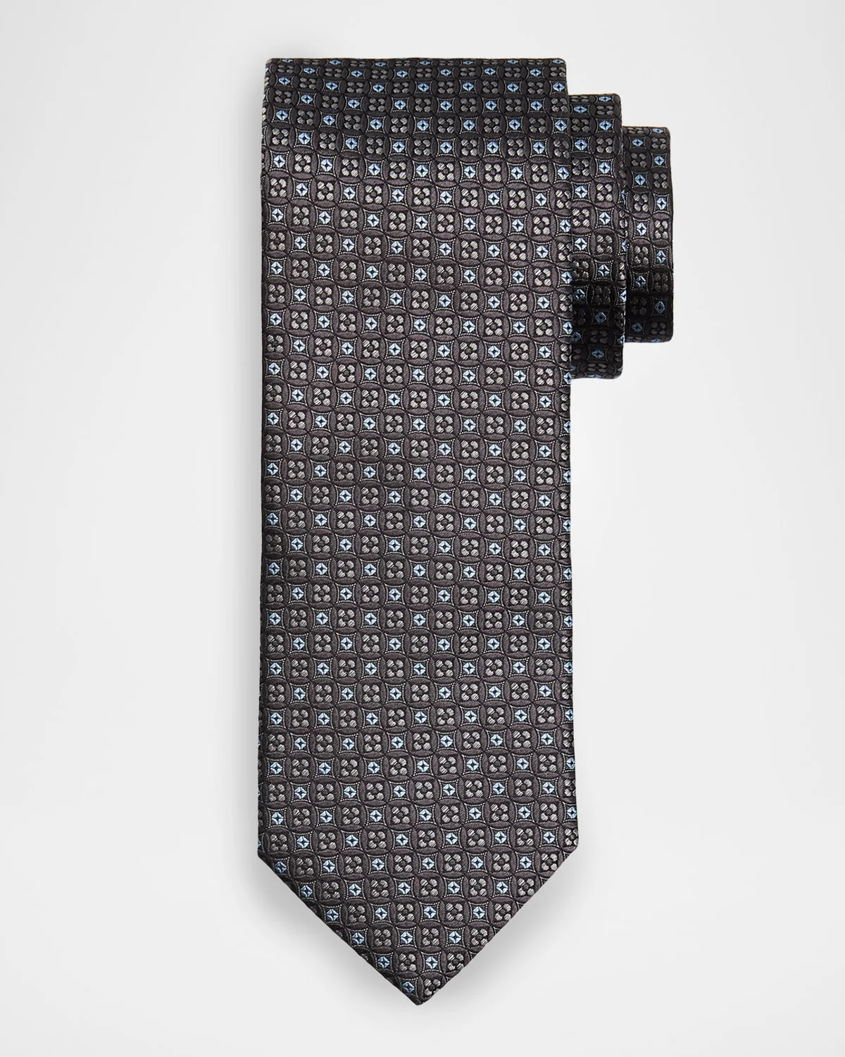 Men's Round Medallion Silk Jacquard Tie - 1