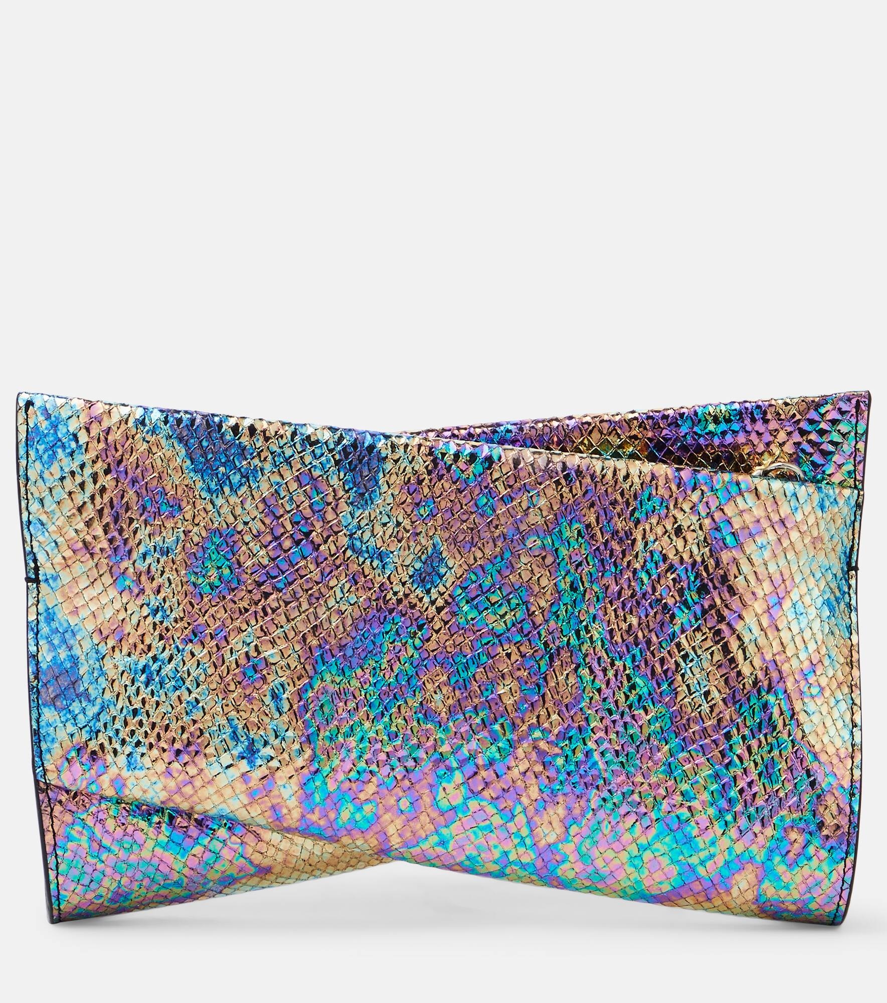 Loubitwist snake-effect leather clutch - 1