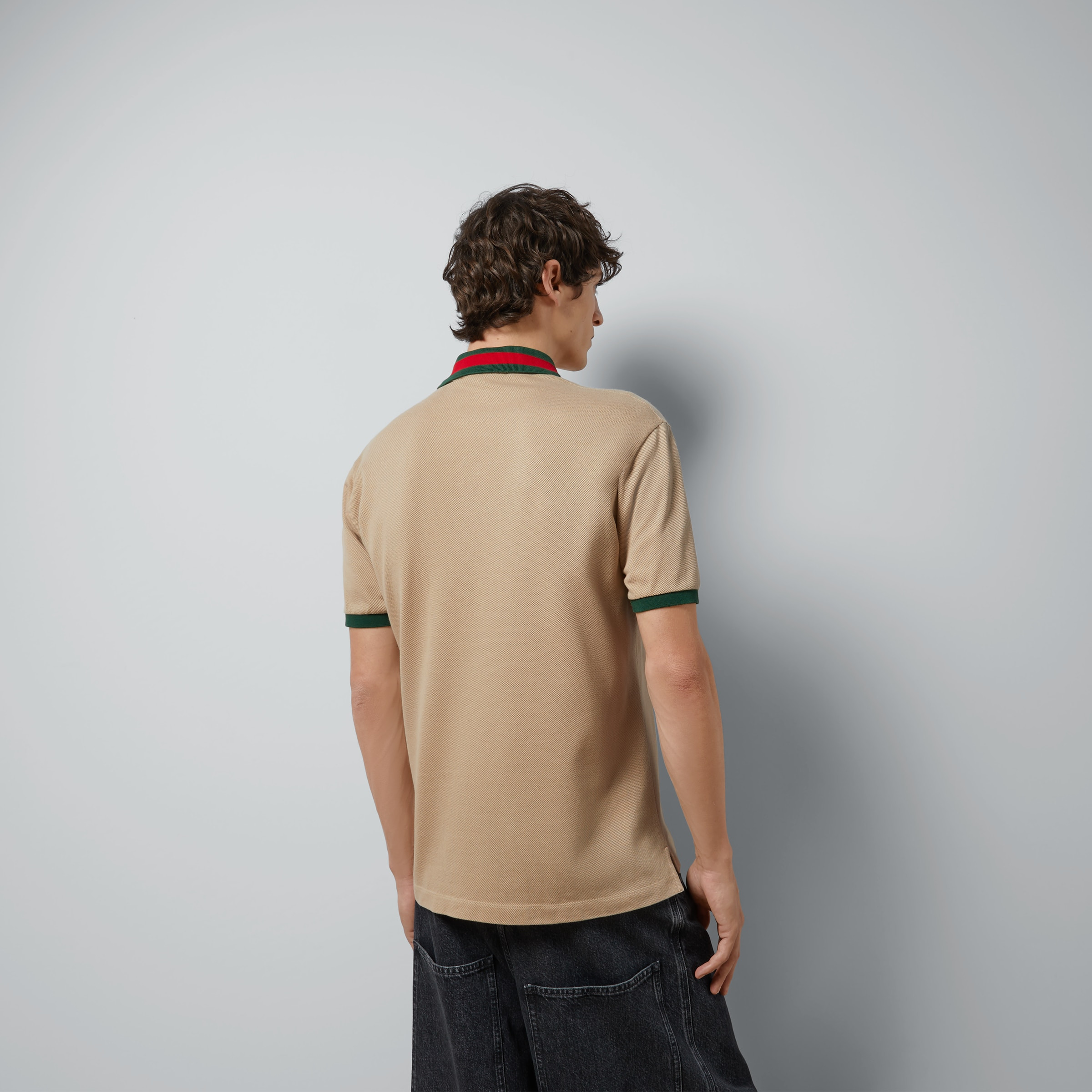 Cotton piquet polo with Web collar - 6