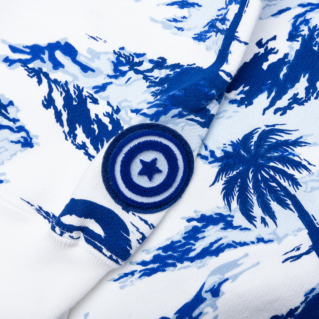 PALM TREE CAMO RELAXED FIT SHARK FULL ZIP HOODIE - BLUE - 5