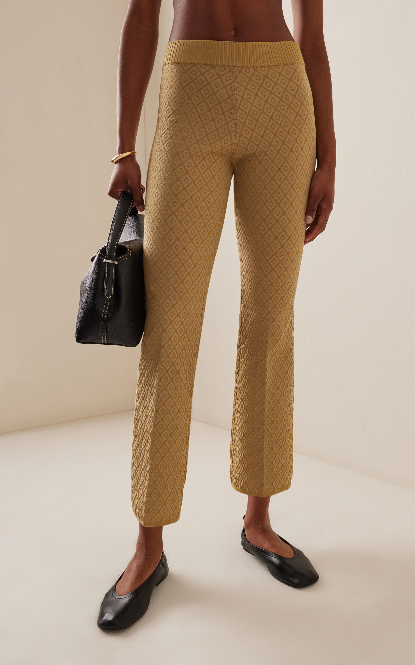 Kickit Flared Diamond-Jacquard Knit Pants neutral - 2