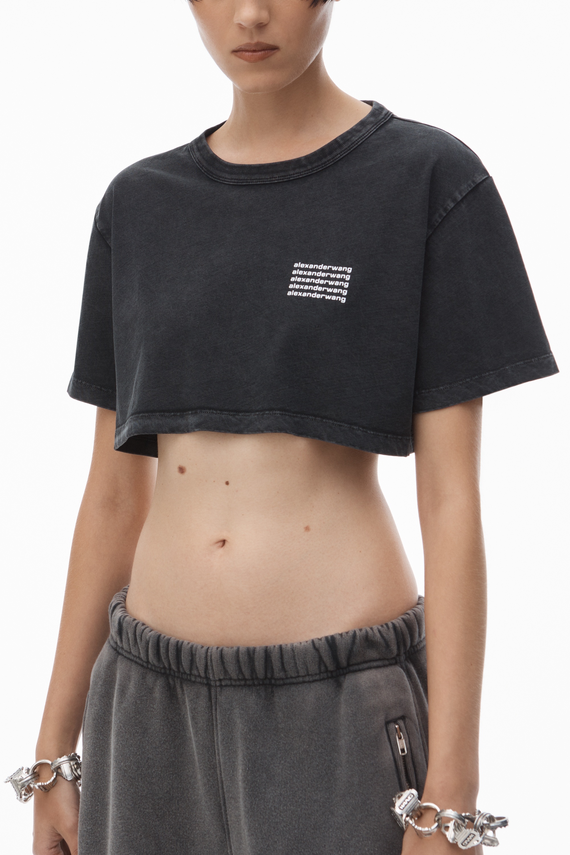 CROPPED TEE IN ACID WASH JERSEY - 3