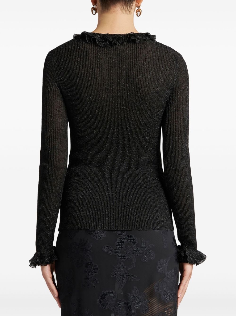 metallic ruffled jumper - 4