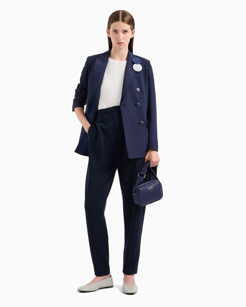 EMPORIO ARMANI Oval-leg trousers in textured jersey with an off-centre fastening outlook