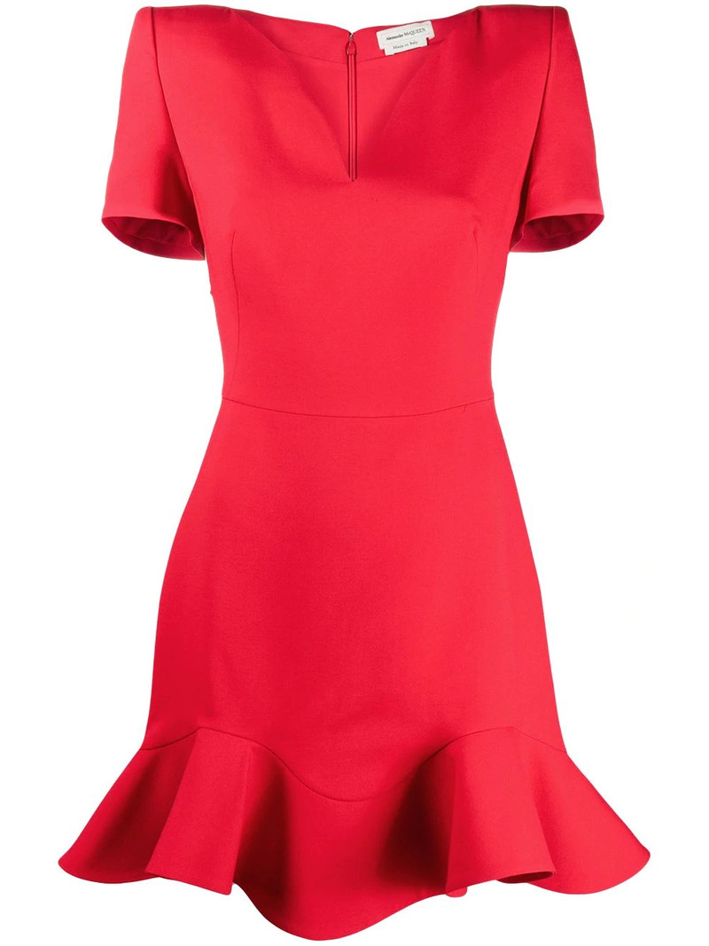 V-neck frilled hem dress 1