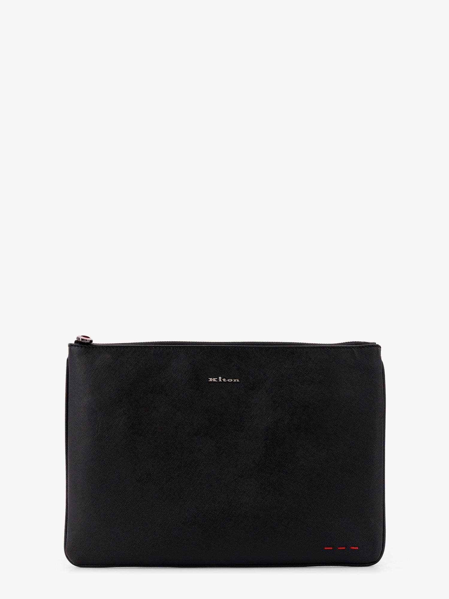 KITON CIRO PAONE - Leather clutch with frontal logo - 1