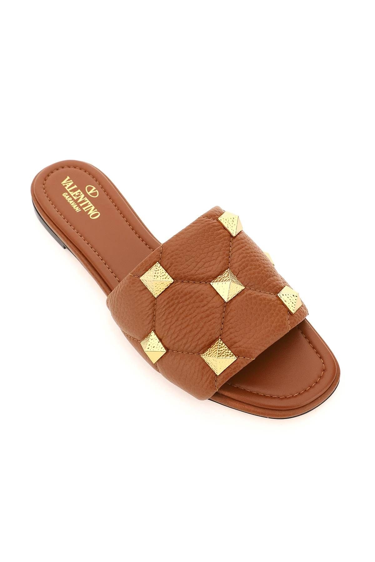 ROMAN STUD LEATHER SLIDES - 4