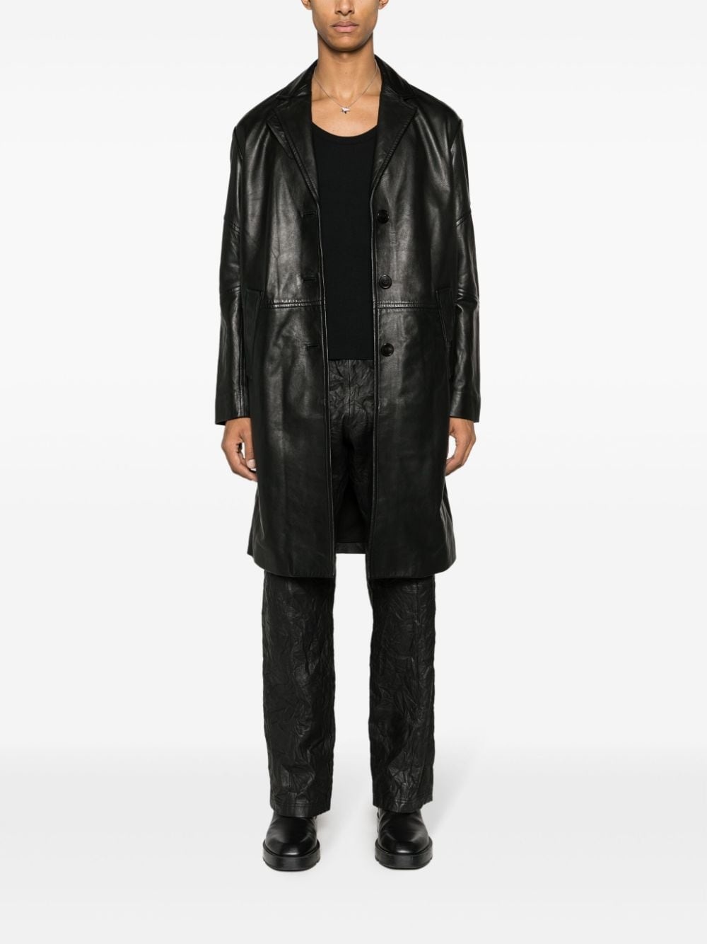 Macari buttoned leather coat - 2