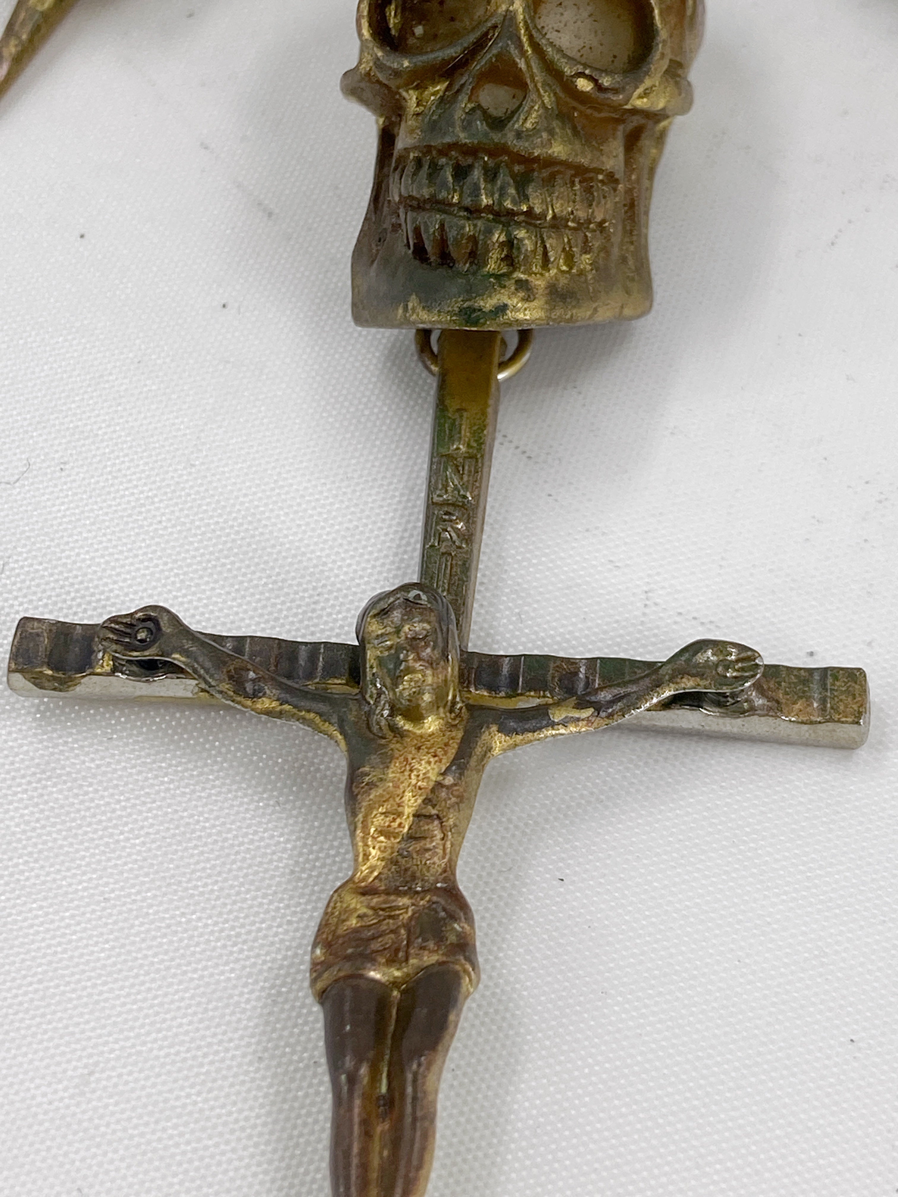 Jean Paul Gaultier 90S Sample 1/1 Gothic JPG Logo 5 Skull Crucifix Cross Chain Necklace - 10