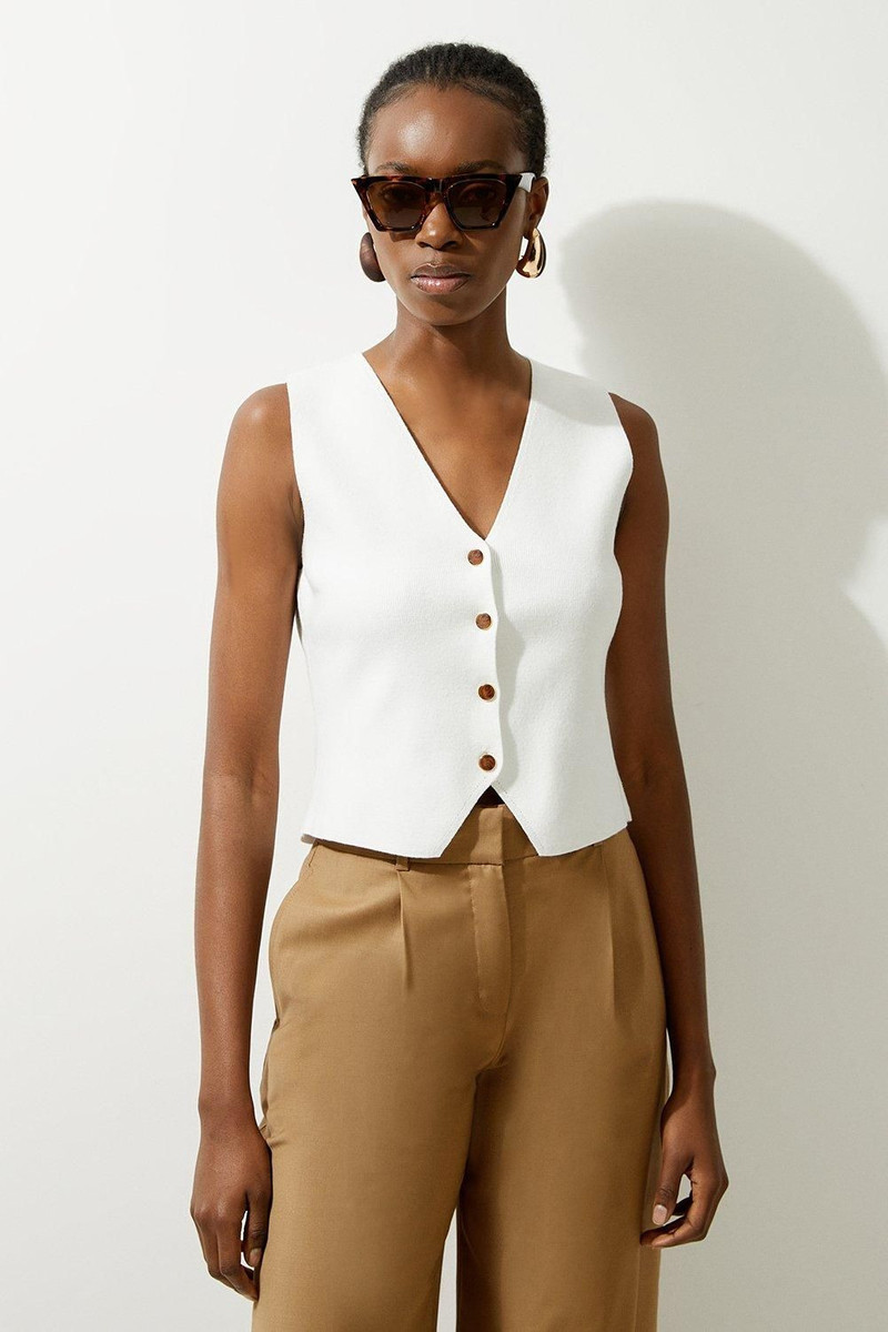 Viscose Blend Knit Waistcoat 1