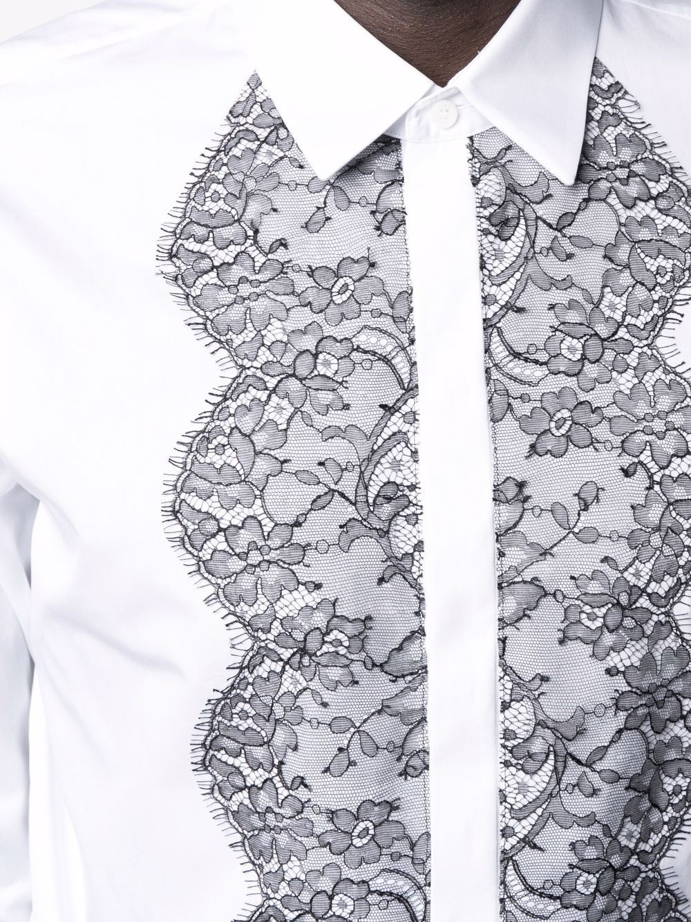 lace-panel shirt - 5