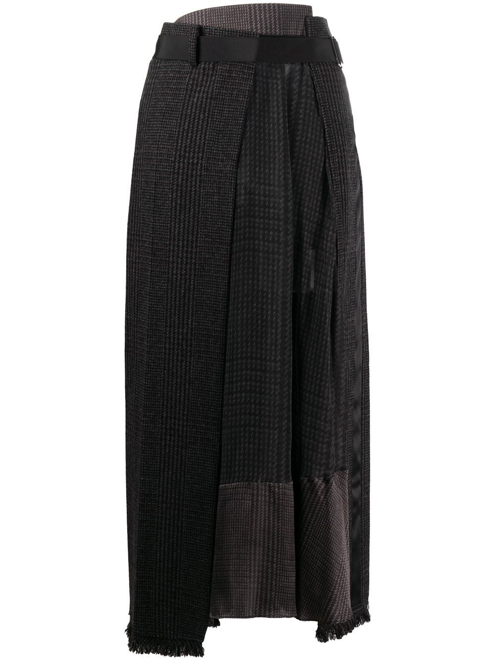 asymmetric belted glencheck skirt - 1