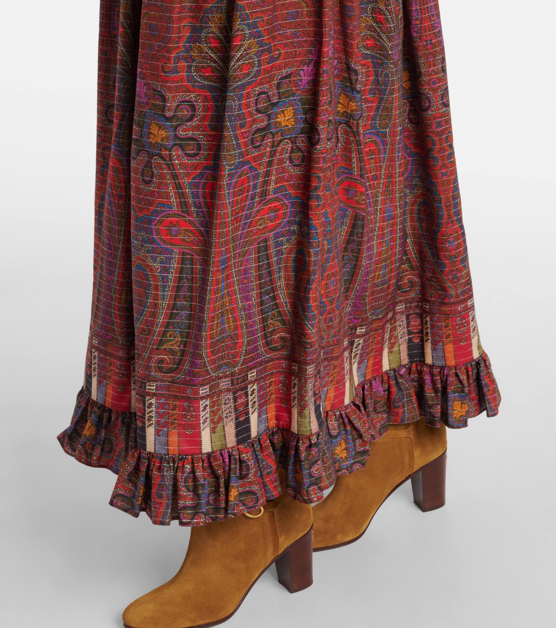 Paisley high-rise cotton maxi skirt - 5
