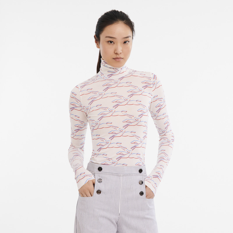 Longchamp Fall-Winter 2023 Collection Thin turtleneck sweater Cobalt/Red - OTHER outlook