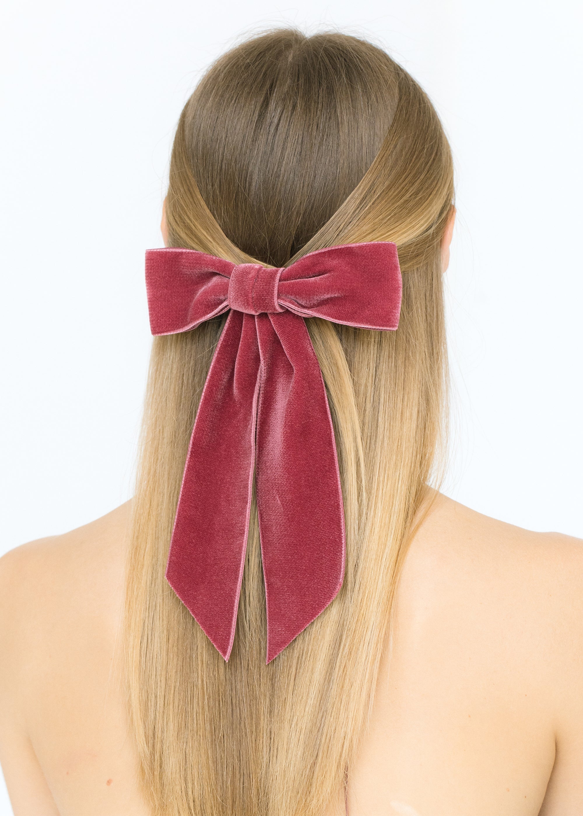 Wide Velvet Bow Barrette - 2