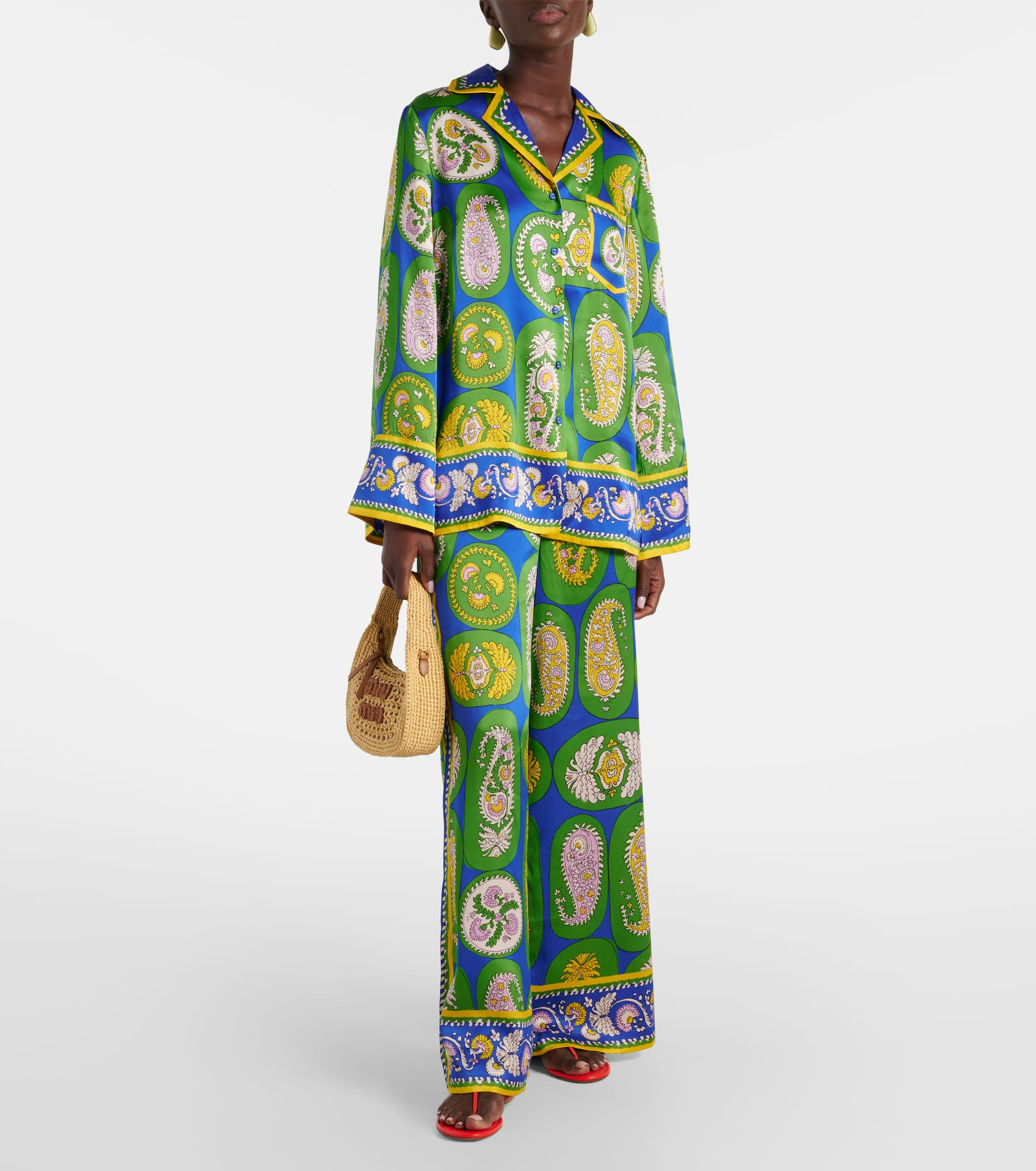 Printed silk satin shirt - 2