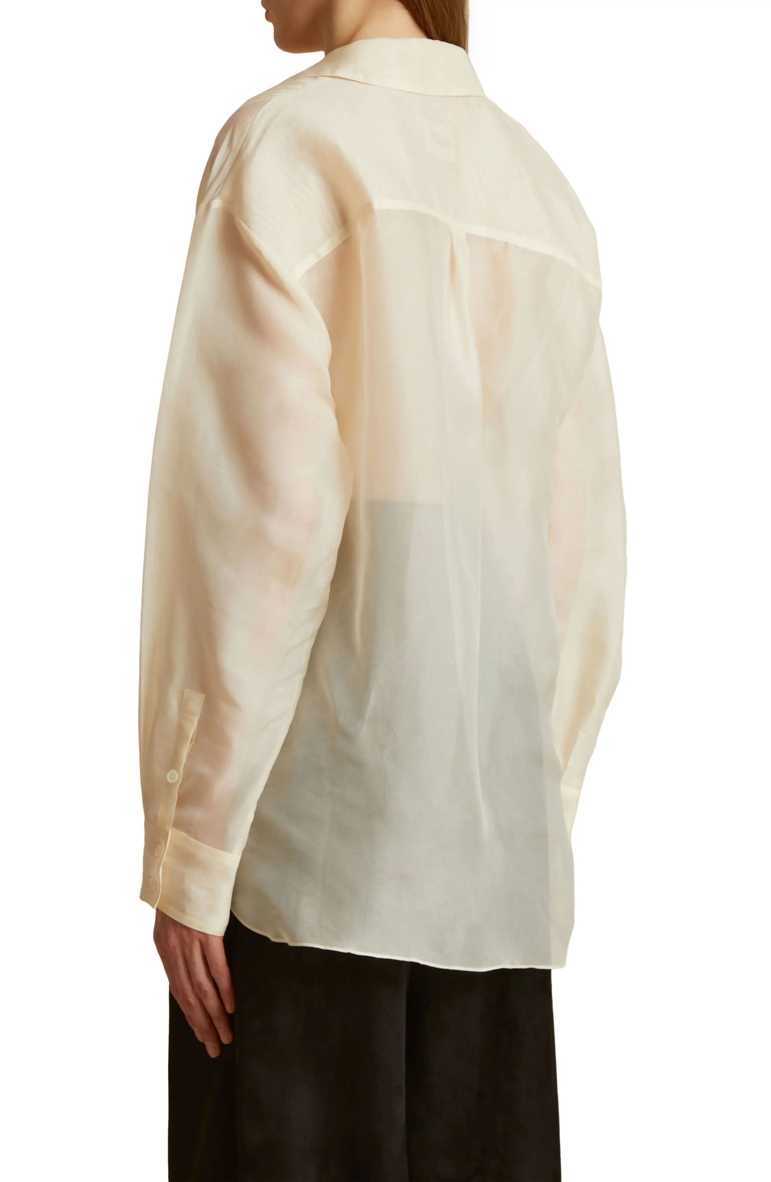 Nori Pleated Sheer Silk Button-Up Shirt - 2