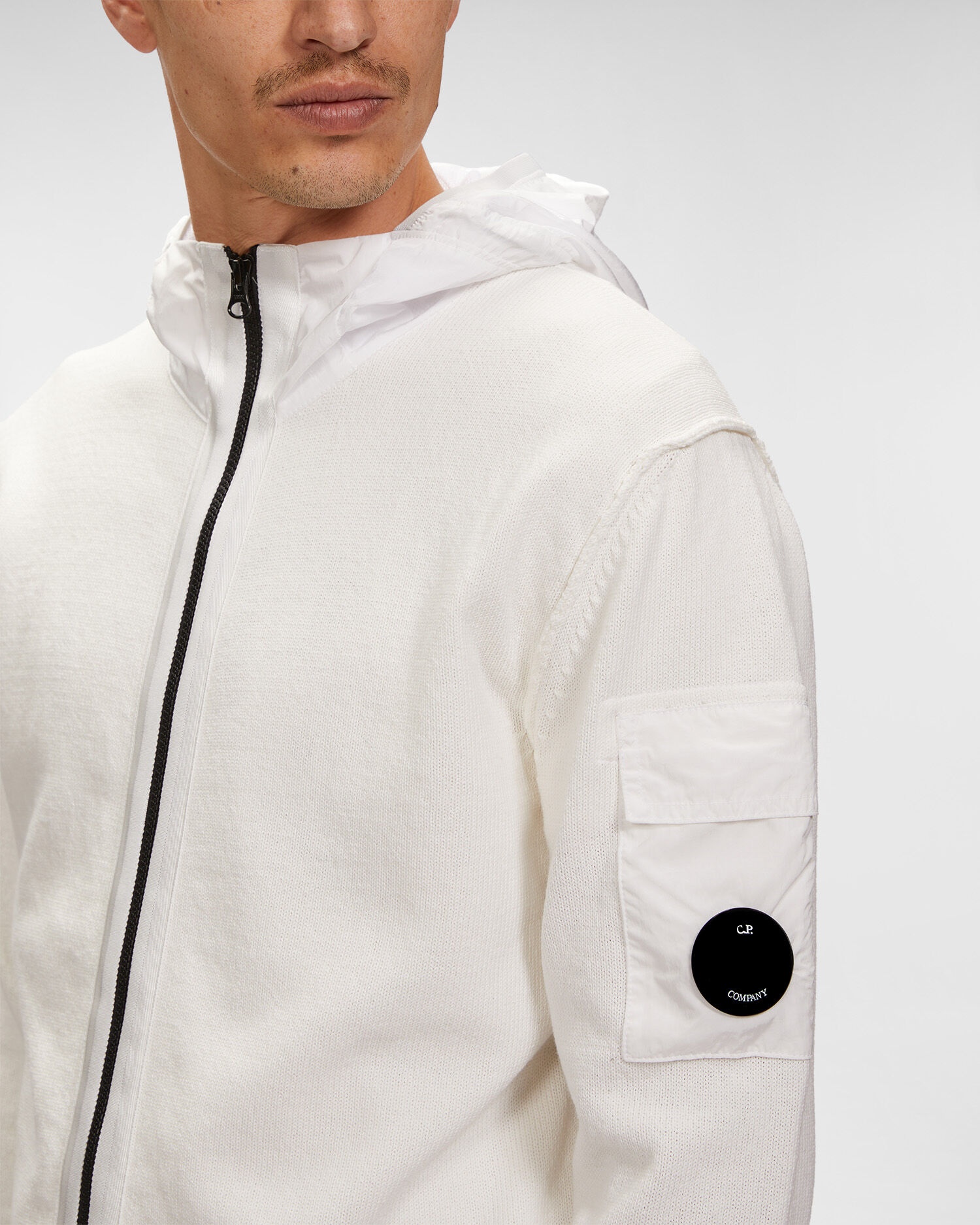 C.P. Company Cotton Mixed Hooded Cardigan | REVERSIBLE