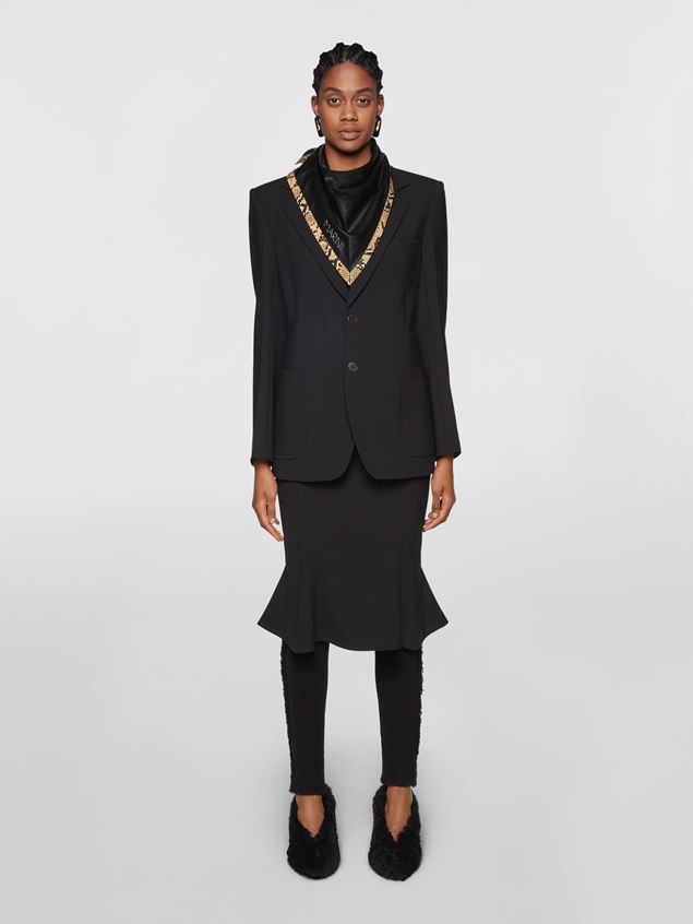 CREPE DOUBLE WOOL JACKET WITH LAPEL COLLAR - 2