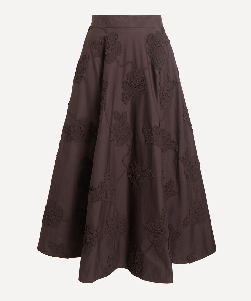 Dark Brown Flower Maxi Skirt 1