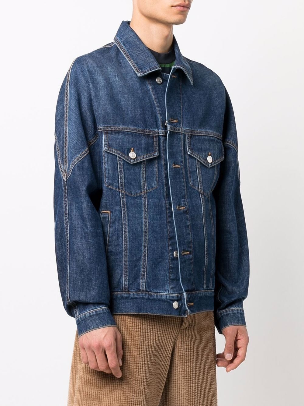 contrast-stitch denim jacket - 3