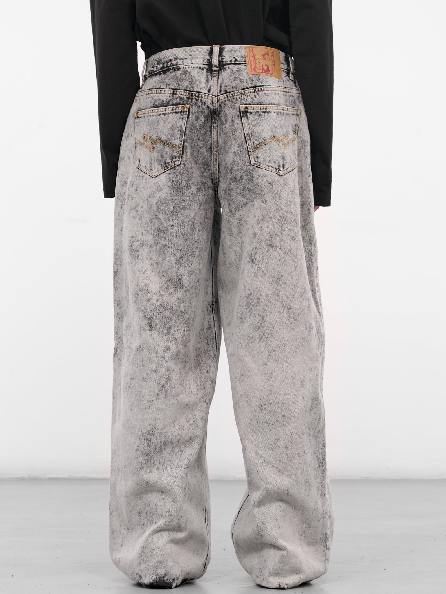 Gray Denim Wide Leg Jeans - 3