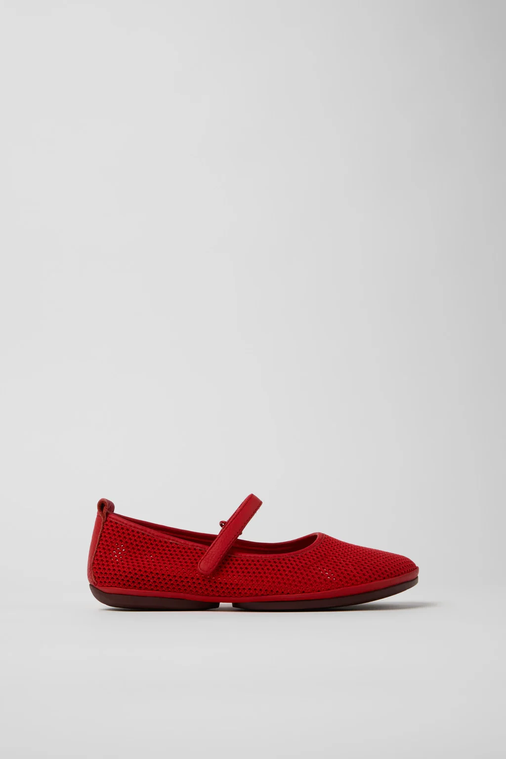 Red Tencel Mesh and Leather Ballerinas for Women. - 1