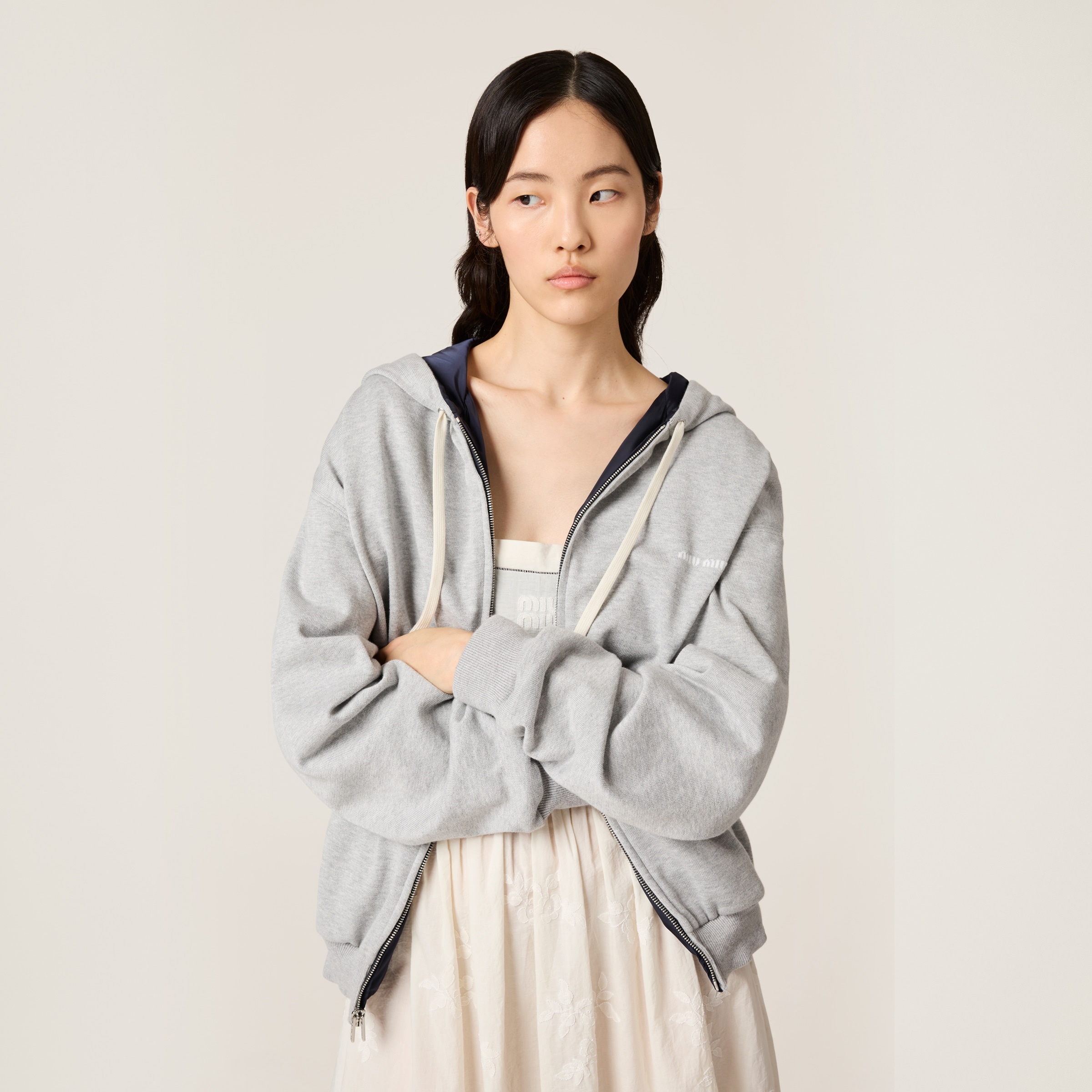 Jersey and technical pongé blouson jacket - 4