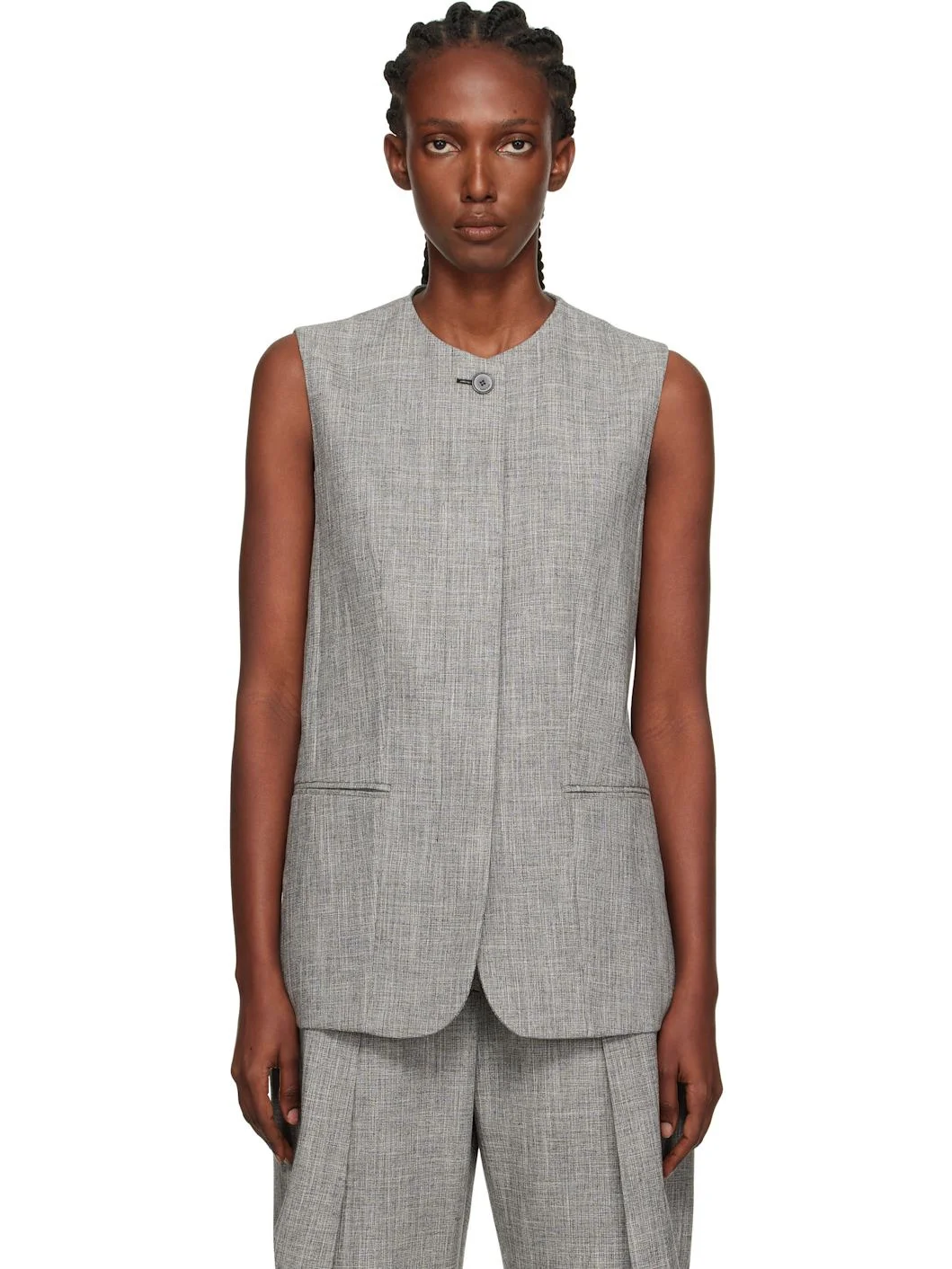 Gray Button Vest - 1