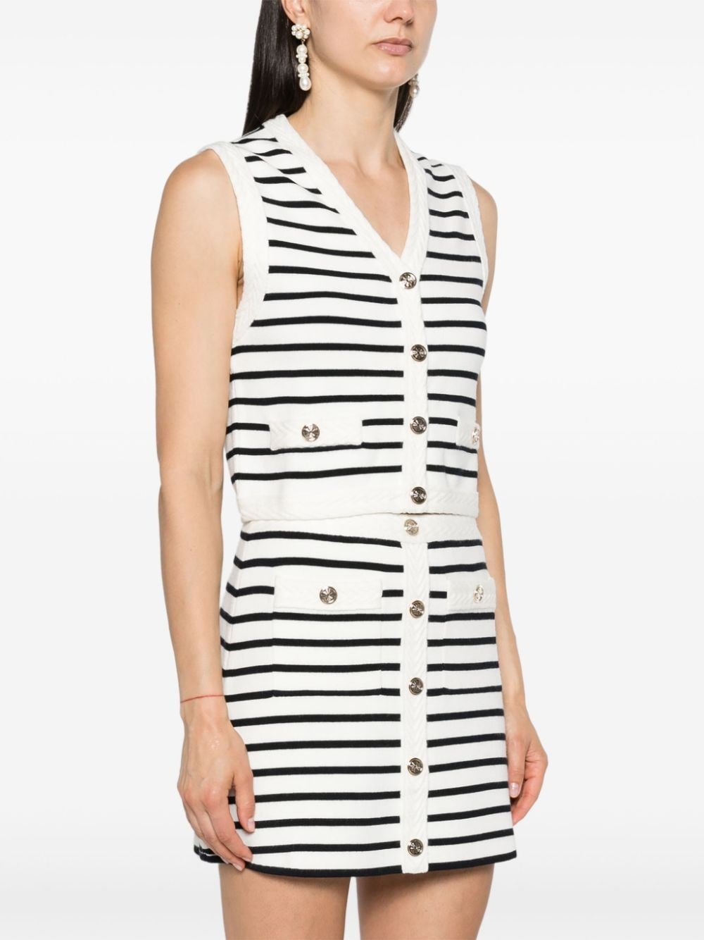 striped cropped vest - 3