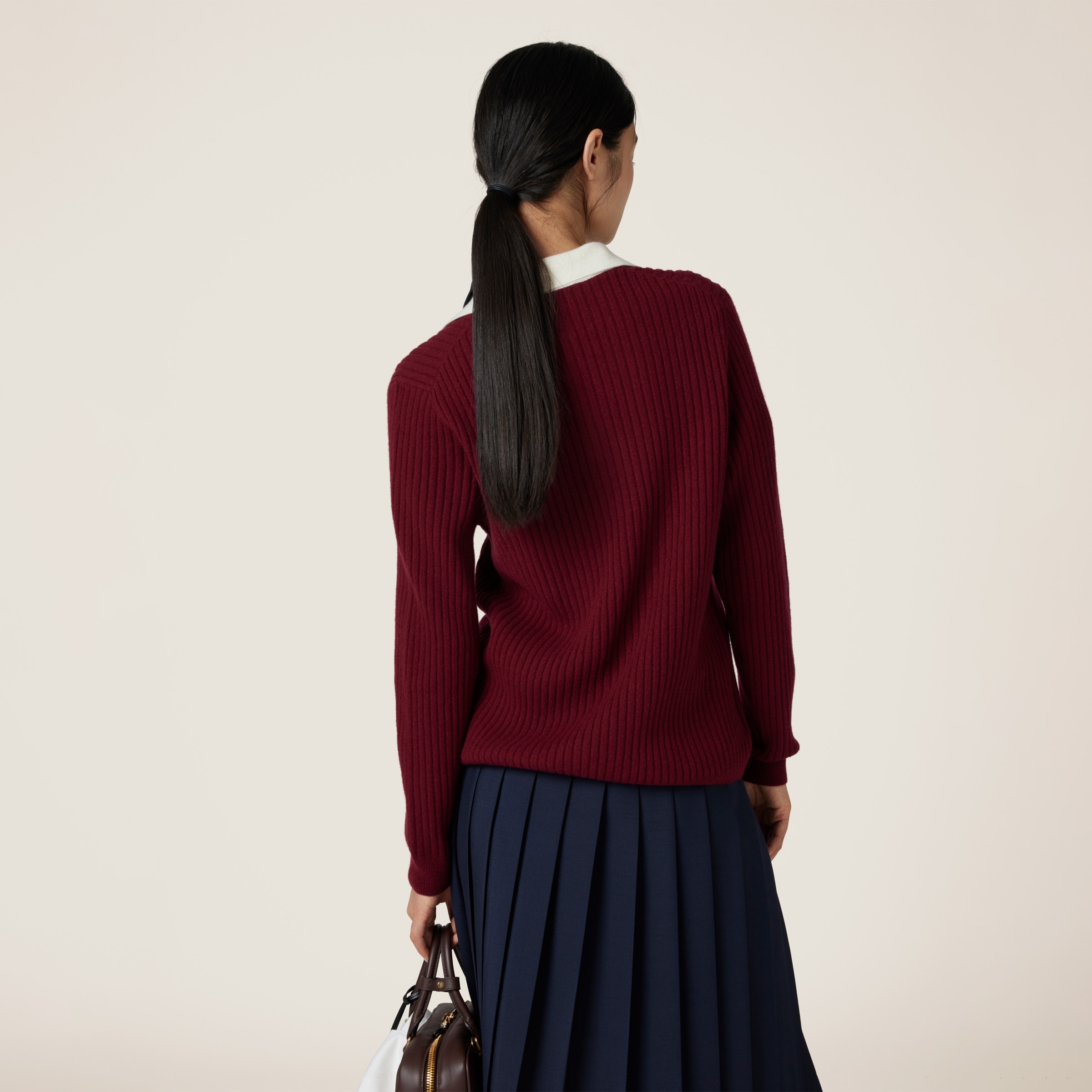 Ribbed cashmere polo shirt - 3