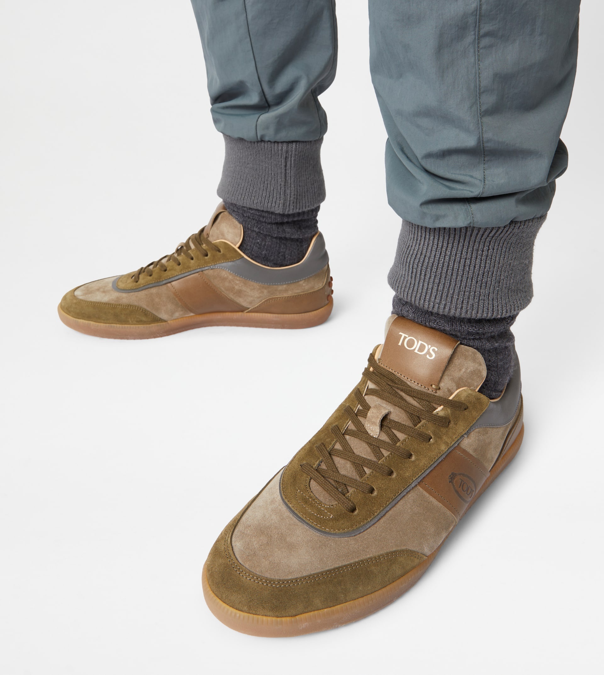 TOD'S TABS SNEAKERS IN SUEDE - GREEN, BROWN - 2