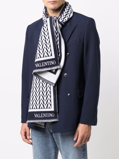 Valentino Optical V fringed scarf outlook