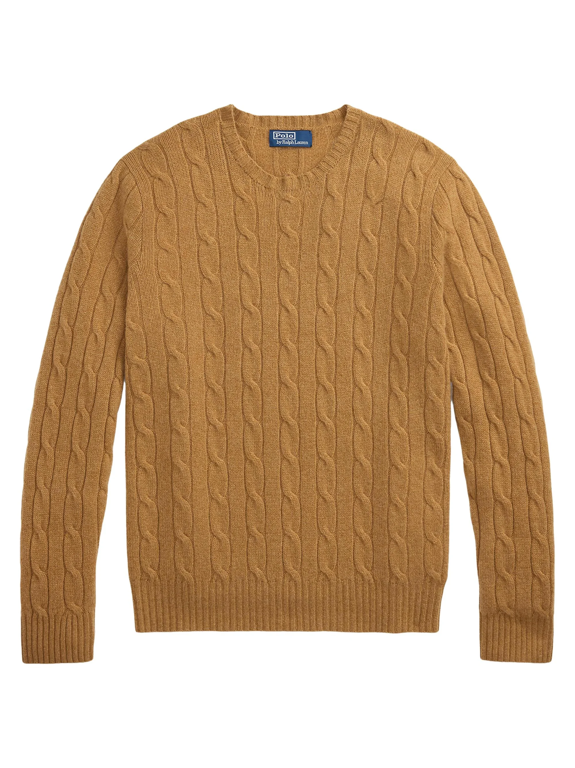 Men's Cashmere Cable-Knit Sweater - Brown Sugar Melange - 1