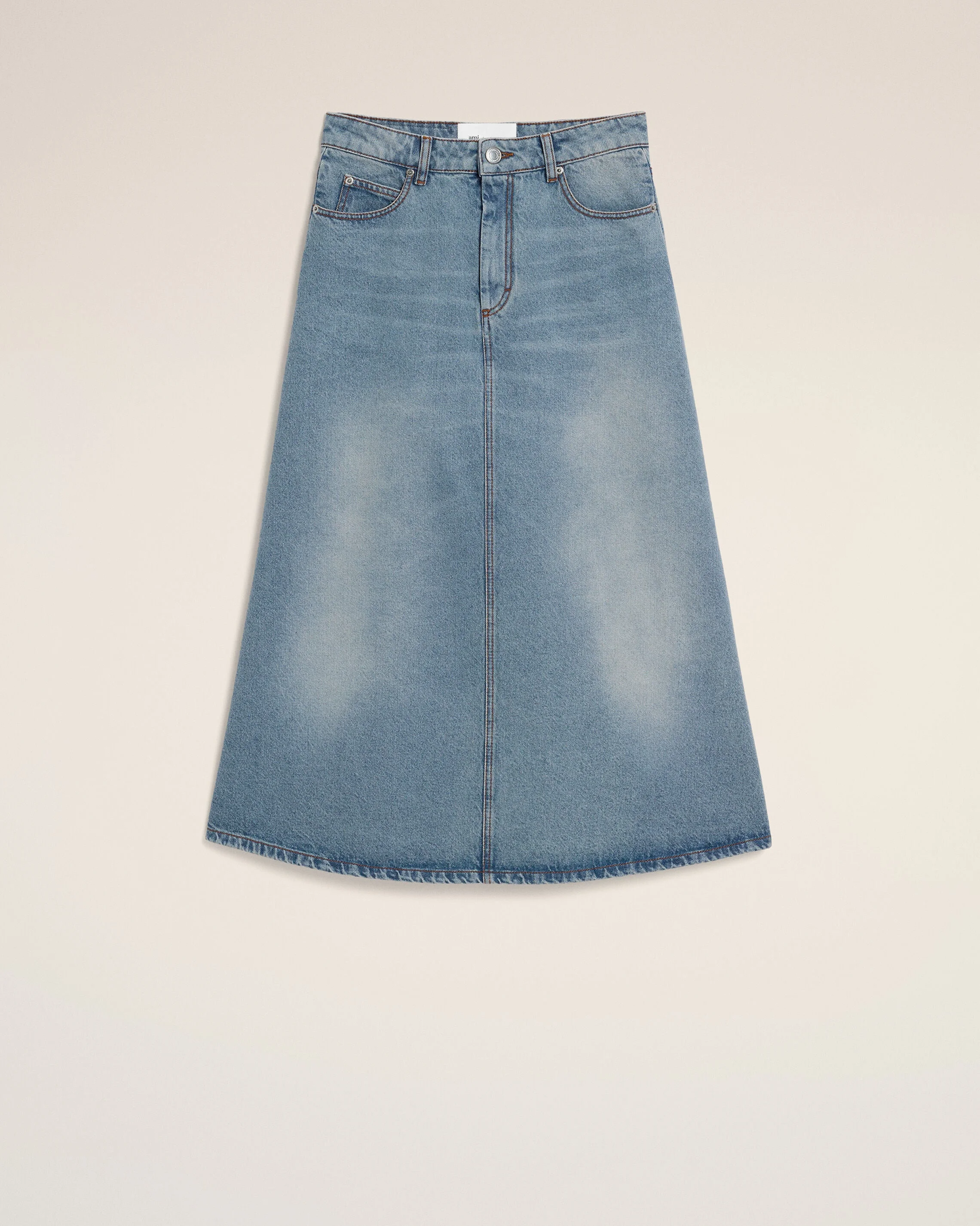BLUE LONG A-LINE COTTON SKIRT - 1