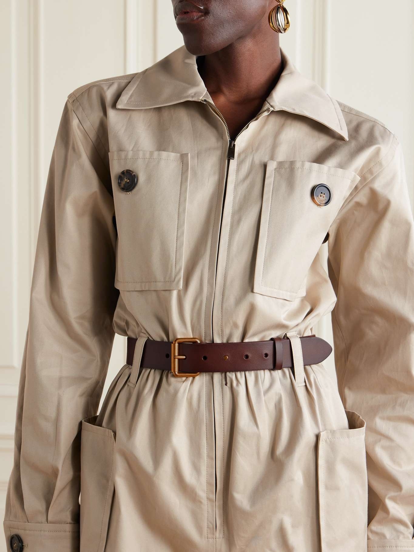 Belted cotton-twill jumpsuit - 6
