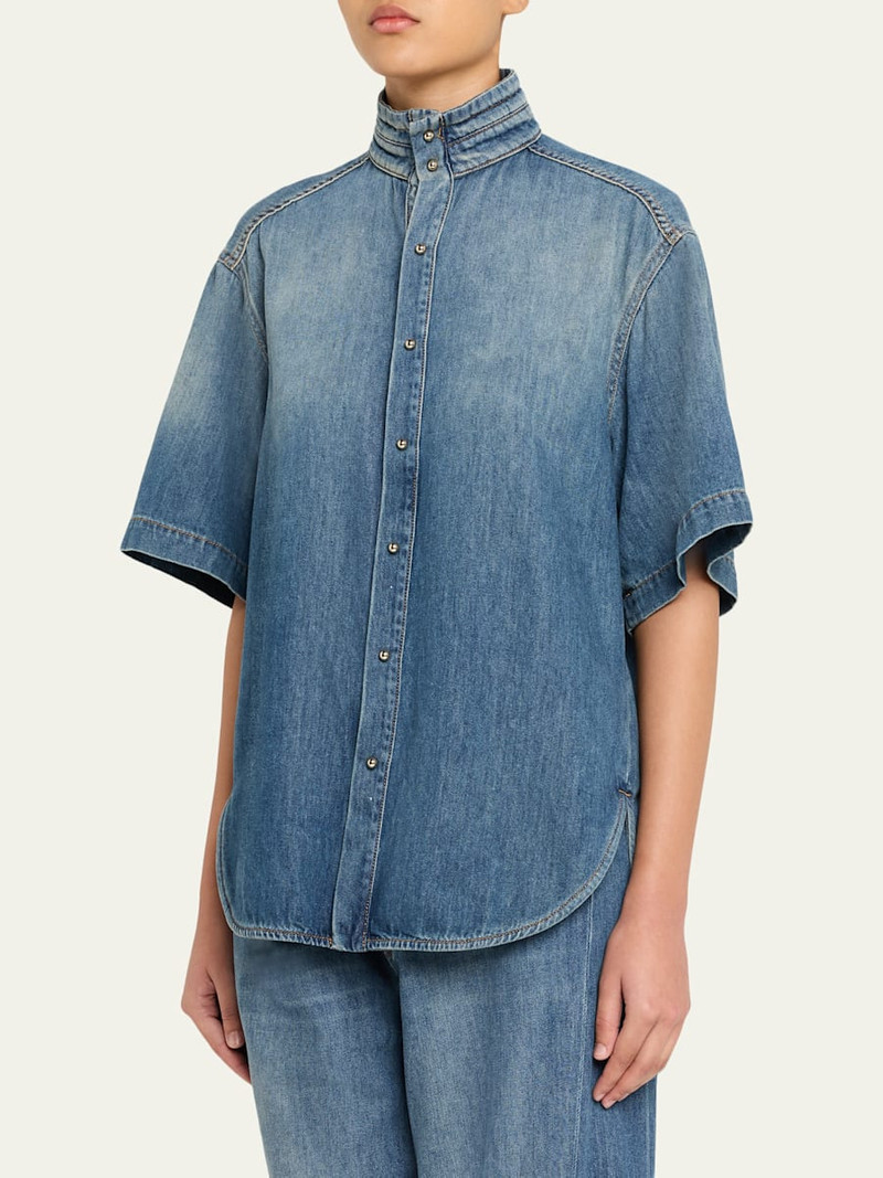 Roberta Short-Sleeve Denim Shirt 4