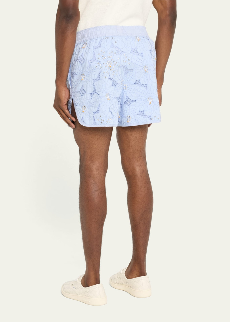 Men's Embellished Floral Lace Running Shorts 3