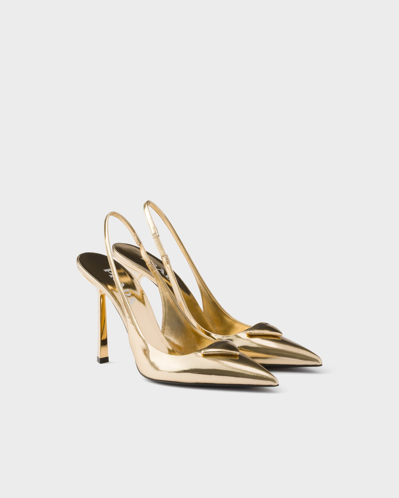 Metallic leather slingback pumps 1