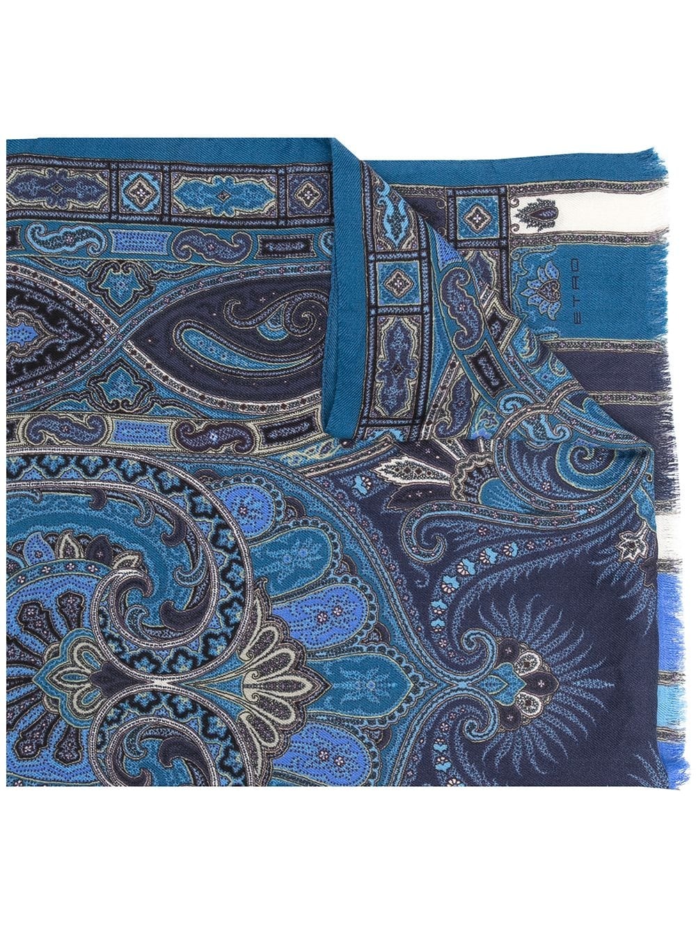 paisley print fringed scarf - 1