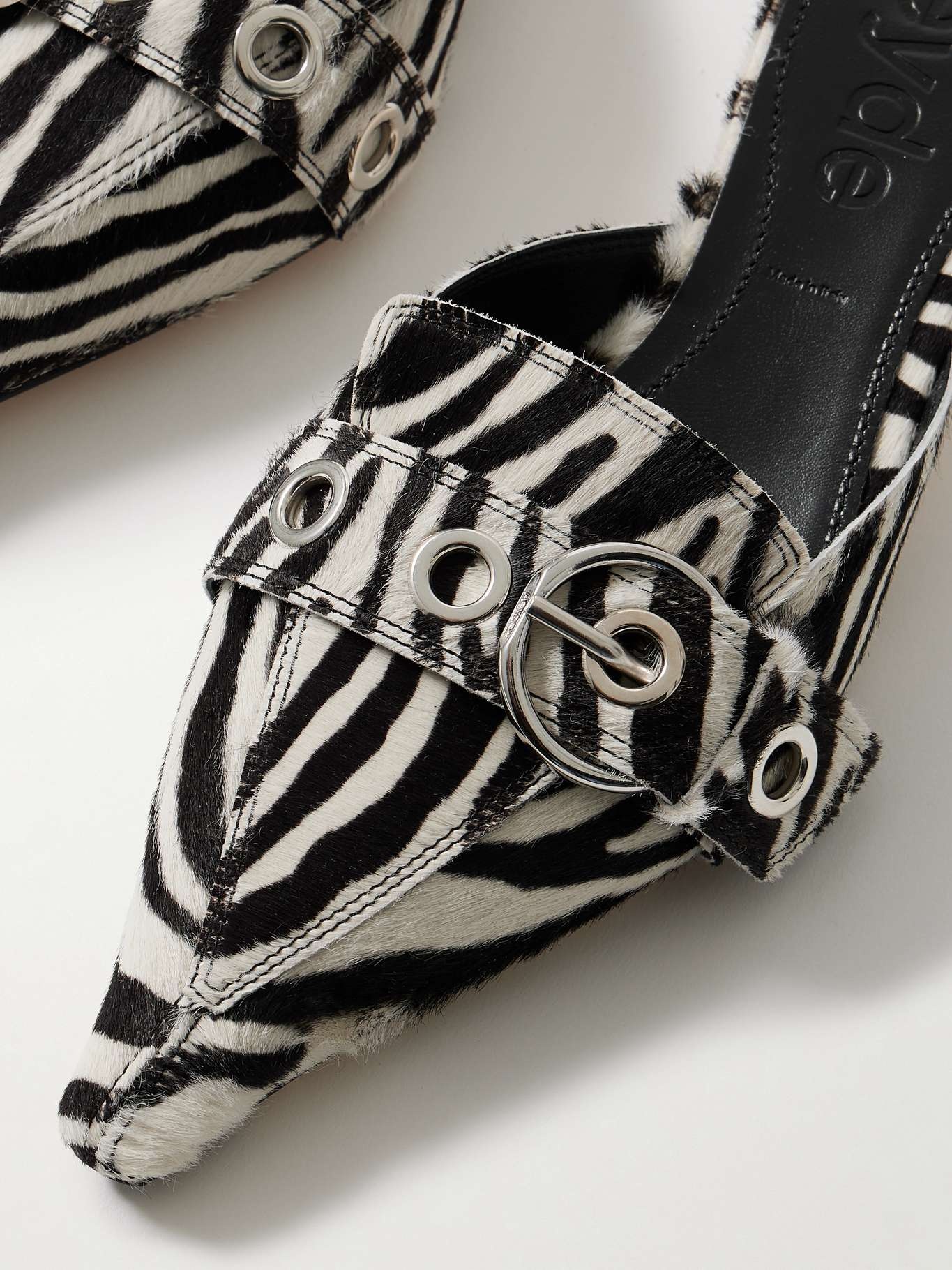 Danielle buckled zebra-print calf hair mules Zebra print - 4