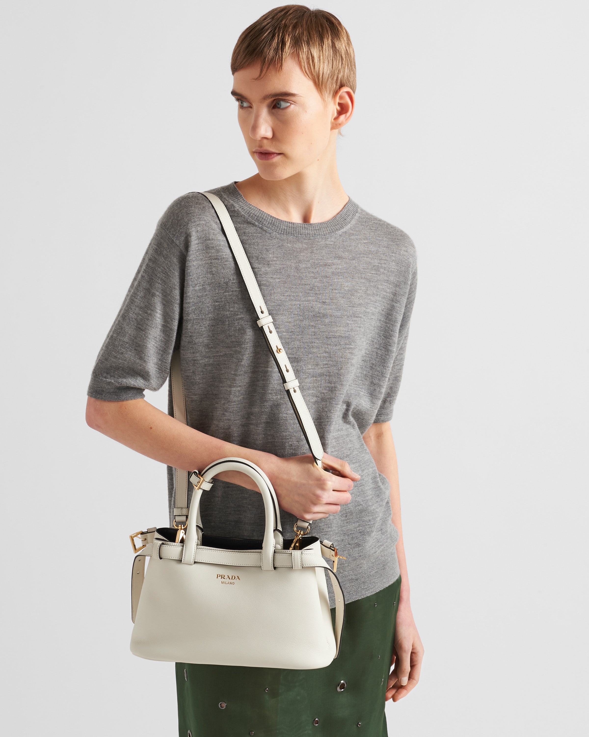 Prada Buckle small leather handbag with double belt - 8