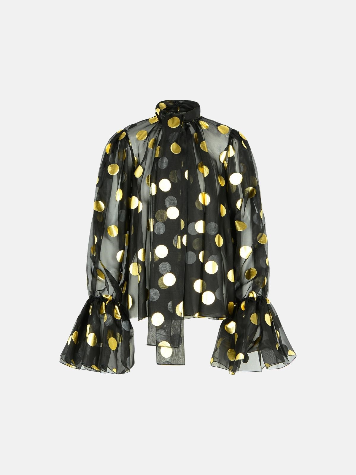 BLACK SILK ORGANZA BLOUSE - 1